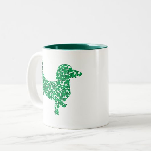 St. Patrick's Day Dachshund Tweekleurige Koffiemok (Voorkant links)