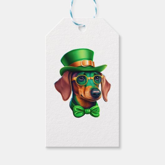 St. Patricks Day Dachshund Wiener Dog Shamrock Cadeaulabel (Voorkant)