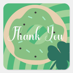St. Patrick's Day Dank Je Wel Klaver Donut Feestje Vierkante Sticker