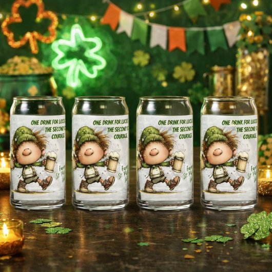 St. Patrick's Day Dansende Leprechaun  Blikvorm Glas