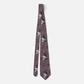 St Patrick's Day Dark Plum & Green Skulls & Rozen Stropdas (Achterkant)