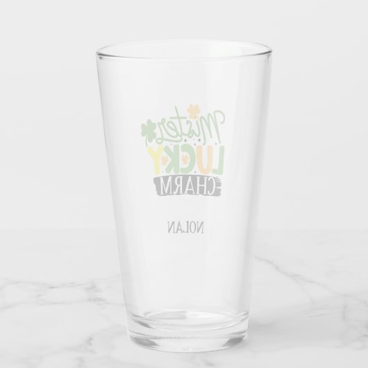 St. Patrick's Day De heer Lucky Charm Green Irish  Glas (Achterkant)