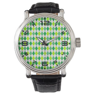 St. Patrick's Day Diamond Shape Pattern-54603 Horloge