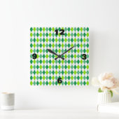 St. Patrick's Day Diamond Shape Pattern-54603 Vierkante Klok (Huis)