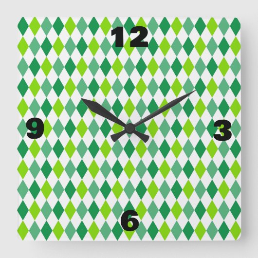St. Patrick's Day Diamond Shape Pattern-54603 Vierkante Klok (Voorkant)