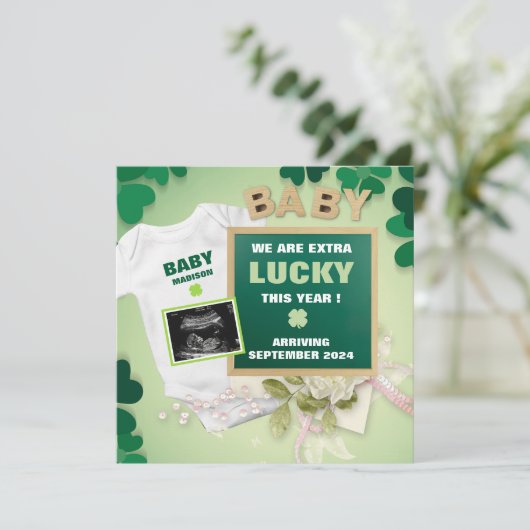 St Patrick's day Digitale Zwangerschapsaankondigin Aankondiging (Staand voorkant)