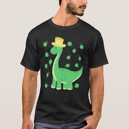 St. Patrick's Day Dinosaur Clover Leaf Irish T-shirt (Voorkant)