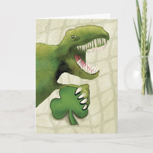 St. Patricks Day Dinosaur Holding Shamrock Kaart (Voorkant)