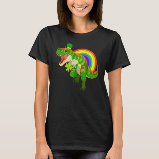 St Patricks Day Dinosaur Irish Green T-Rex Leprech T-shirt (Voorkant)