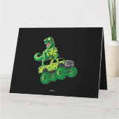 St Patricks Day Dinosaur Monster Truck Shamrock Bo Kaart (Achterkant)