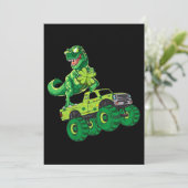 St Patricks Day Dinosaur Monster Truck Shamrock Bo Kaart (Staand voorkant)