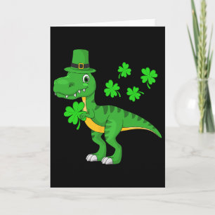St Patricks Day Dinosaur Shamrock Leprechaun Hoed  Kaart
