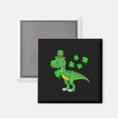 St Patricks Day Dinosaur Shamrock Leprechaun Hoed Magneet (Voorkant / Achterkant)