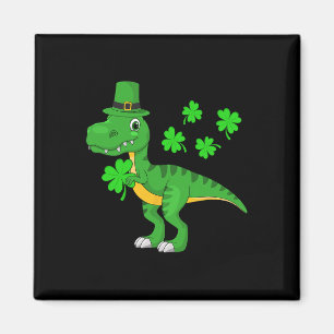 St Patricks Day Dinosaur Shamrock Leprechaun Hoed  Magneet
