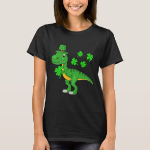 St Patricks Day Dinosaur Shamrock Leprechaun Hoed  T-shirt
