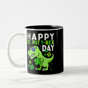 St Patricks Day Dinosaur Shamrock Leprechaun Pet K Tweekleurige Koffiemok