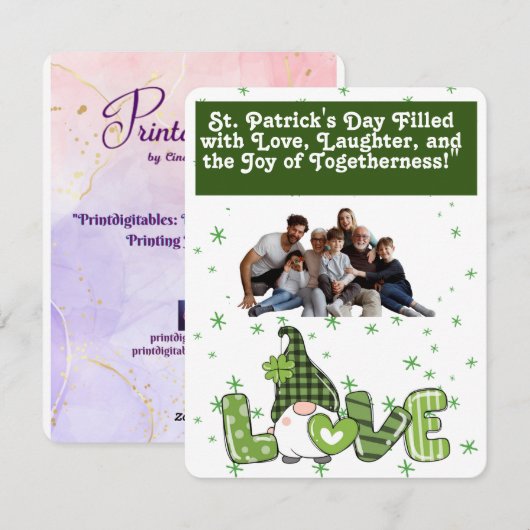 St. Patrick's Day direct downloadbare kaart (Voorkant / Achterkant)