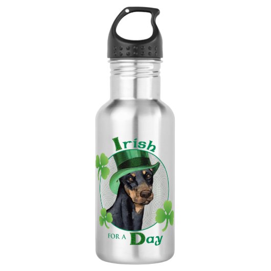 St. Patrick's Day Doberman Pinscher Waterfles (Voorkant)