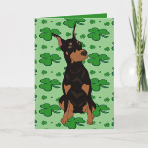 St. Patrick's Day Dobermann Pincher Feestdagen Kaart