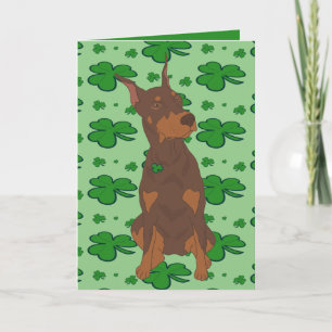 St. Patrick's Day Dobermann Pincher Feestdagen Kaart