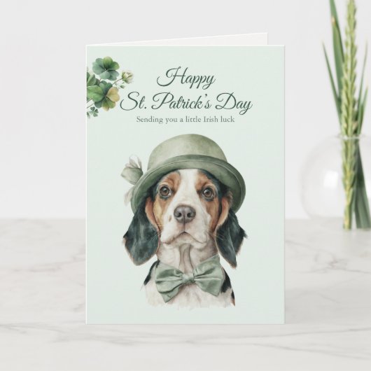 St. Patrick's Day Dog Greeting Card – Irish Luck Feestdagen Kaart (Voorkant)