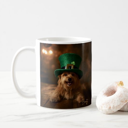 St. Patrick's Day Dog in het Pet Leprechaun Koffiemok (Met donut)