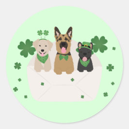 St Patricks Day Dog Mail Ronde Sticker