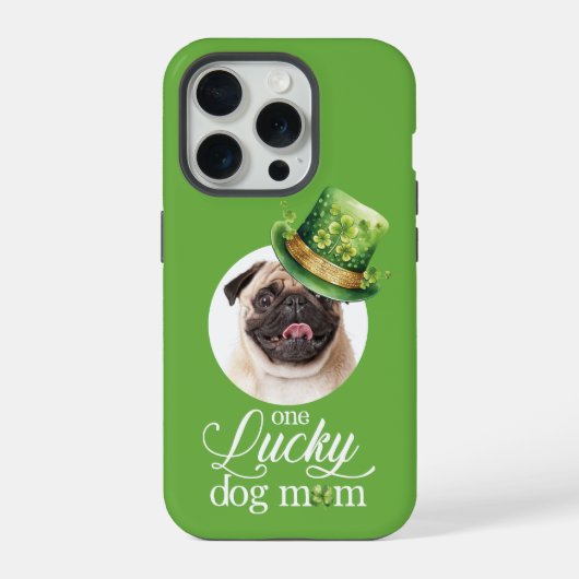 St Patrick's Day Dog Mam Custom Foto Pet iPhone Hoesje (Achterkant)