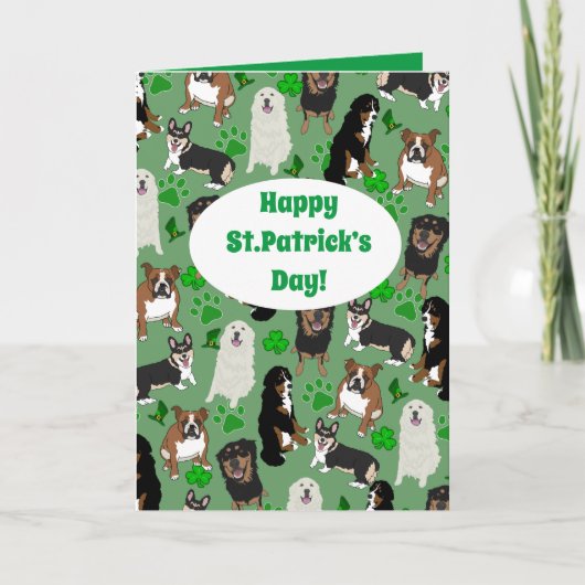 St. Patrick's Day Dog Pattern Feestdagen Kaart (Voorkant)