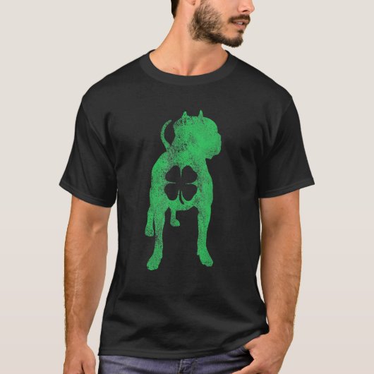 St Patrick's Day Dog Pit Bull Shamrock Clover Iris T-shirt (Voorkant)