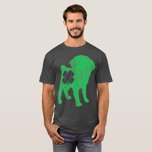 St Patricks Day Dog Pug Shamrock Clover Mannen T-shirt (Voorkant volledig)