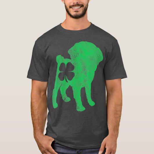 St Patricks Day Dog Pug Shamrock Clover Mannen T-shirt (Voorkant)