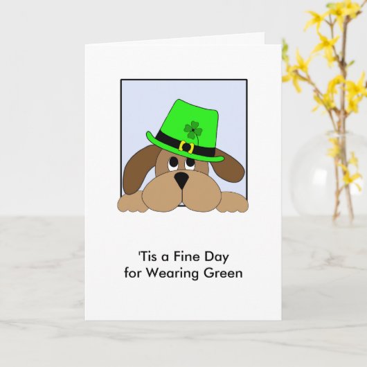 St. Patrick's Day Dog with Hat Kaart (Gele Bloem)
