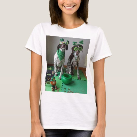 St. Patrick's Day Dogs Party Dames T-shirt (Voorkant)