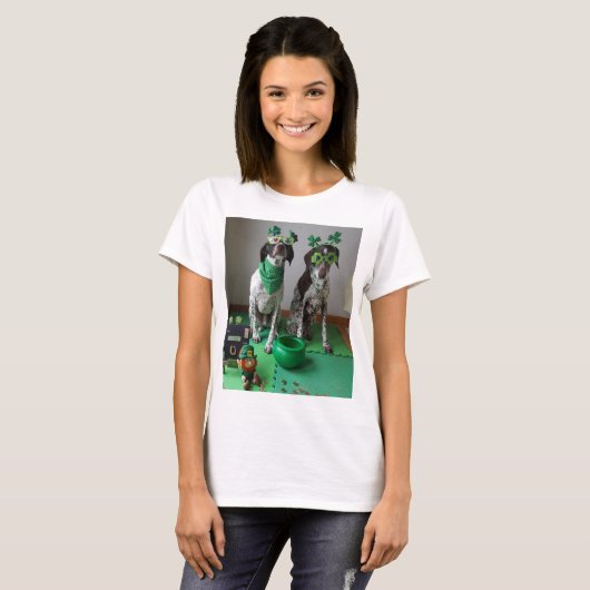 St. Patrick's Day Dogs Party Dames T-shirt (Voorkant volledig)