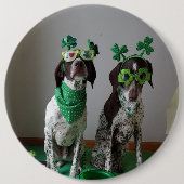 St. Patrick's Day Dogs Party Large Round Button (Voorkant)