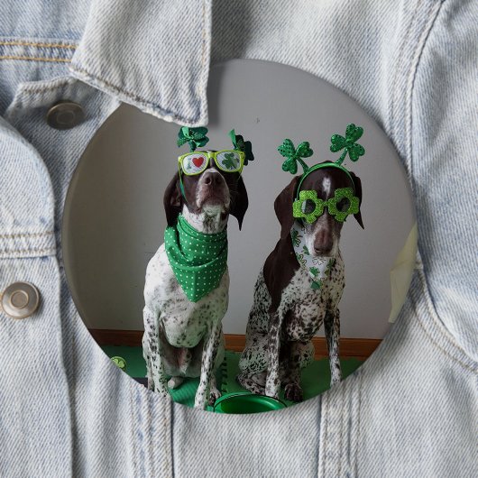 St. Patrick's Day Dogs Party Large Round Button (In situ)