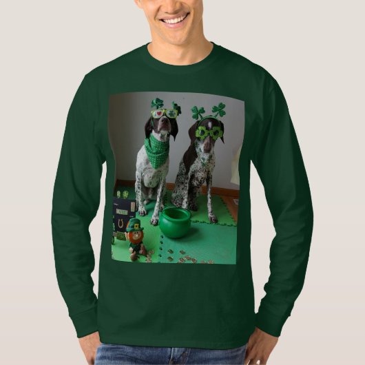 St. Patrick's Day Dogs Ready to Party Long Meve T-shirt (Voorkant)
