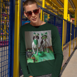 St. Patrick's Day Dogs Ready to Party Long Meve T-shirt