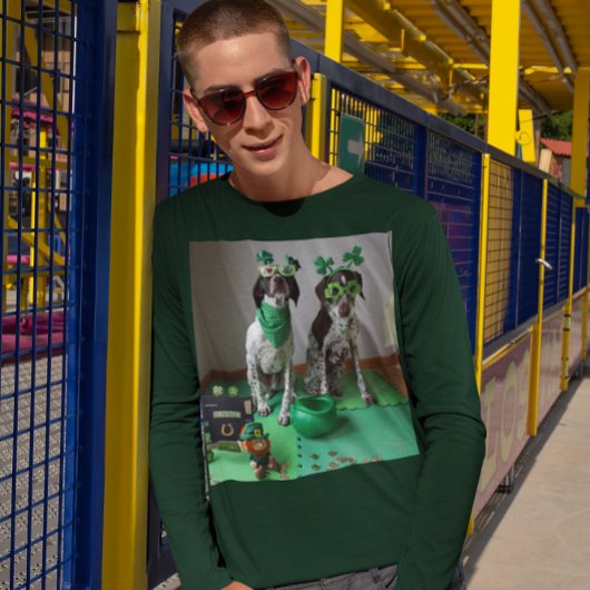 St. Patrick's Day Dogs Ready to Party Long Meve T-shirt