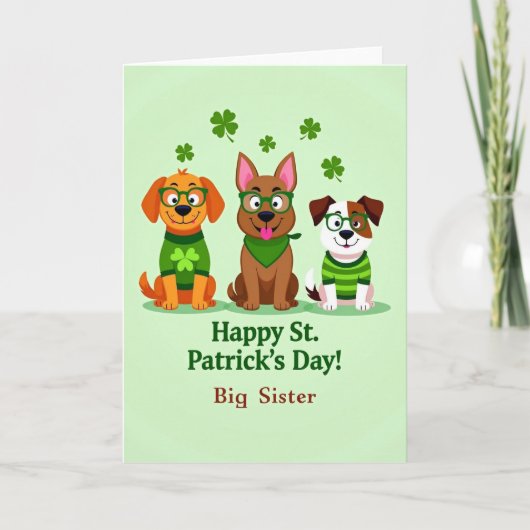 St Patricks Day Dogs Vector Art Card Kaart (Voorkant)