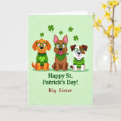 St Patricks Day Dogs Vector Art Card Kaart (Gele Bloem)