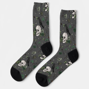St Patrick's Day Donkergrijs en groene schedels en Sokken