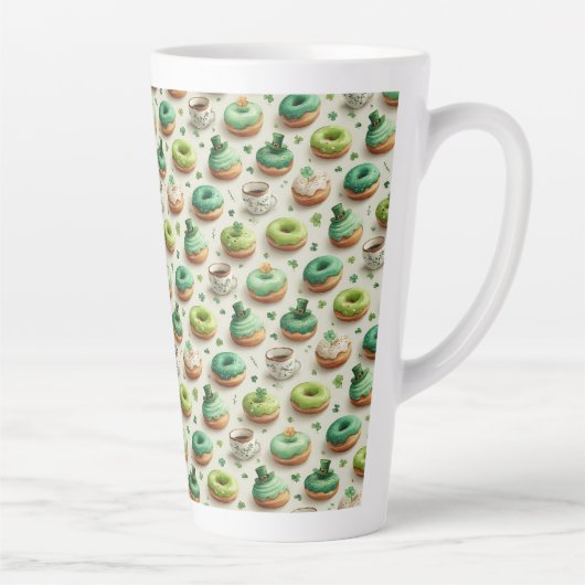 St. Patrick's Day Donuts & Coffee Watercolor Latte Mok (Rechts)