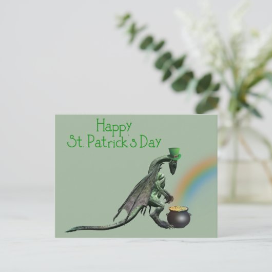 St. Patrick's Day Dragon Pot of Gold Briefkaart (Staand voorkant)