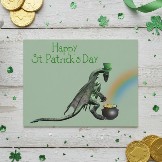 St. Patrick's Day Dragon Pot of Gold Briefkaart