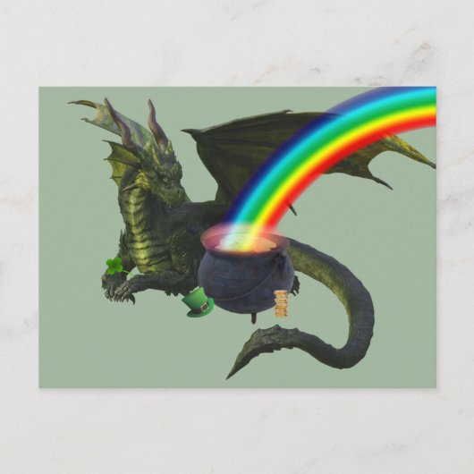 St. Patrick's Day Drakenpot met Goud Briefkaart (Voorkant)
