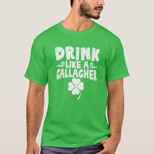 St. Patrick's Day Drink Gallagher Irish Shamroc T-shirt (Voorkant)