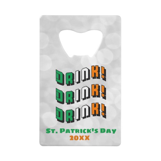 St. Patrick's Day Drink Irish Funny Cute Creditkaart Flessenopener (Voorkant)