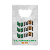 St. Patrick's Day Drink Irish Funny Cute Creditkaart Flessenopener (Achterkant)